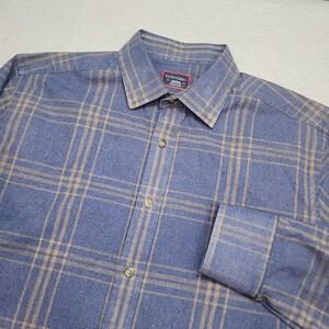 UNTUCKit Men's Blue Tan Plaid Long Sleeve Button Down Shirt Cotton Sz M